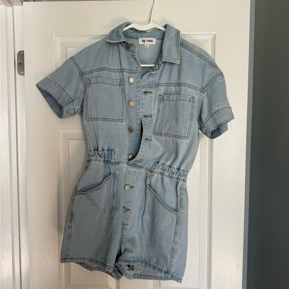 Light Blue Denim Romper - Picture 1 of 2